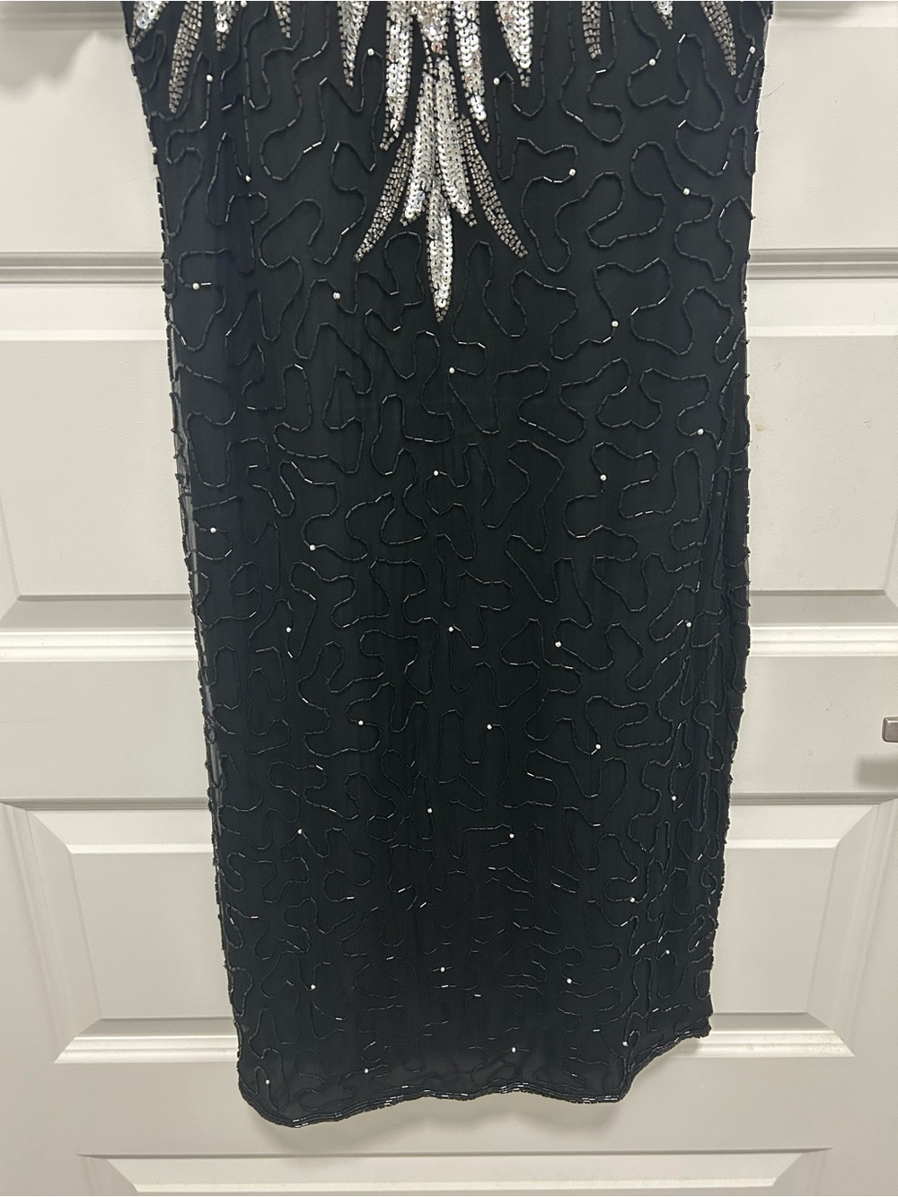 Laurence Kazar Black Dress with Silver Fringe Embellishment - Picture 3 of 9